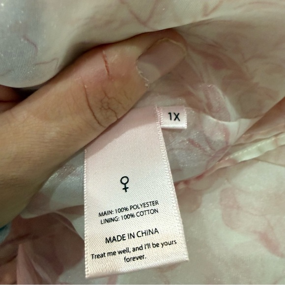 Selkie Dress Puff Sleeve Organza Mini Babydoll in Pink Floral - Picture 9 of 9